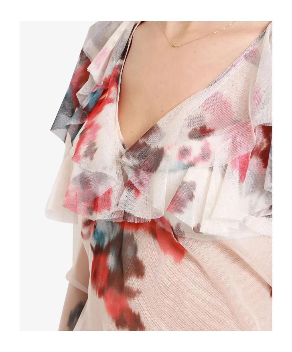 Printed Tulle Blouse