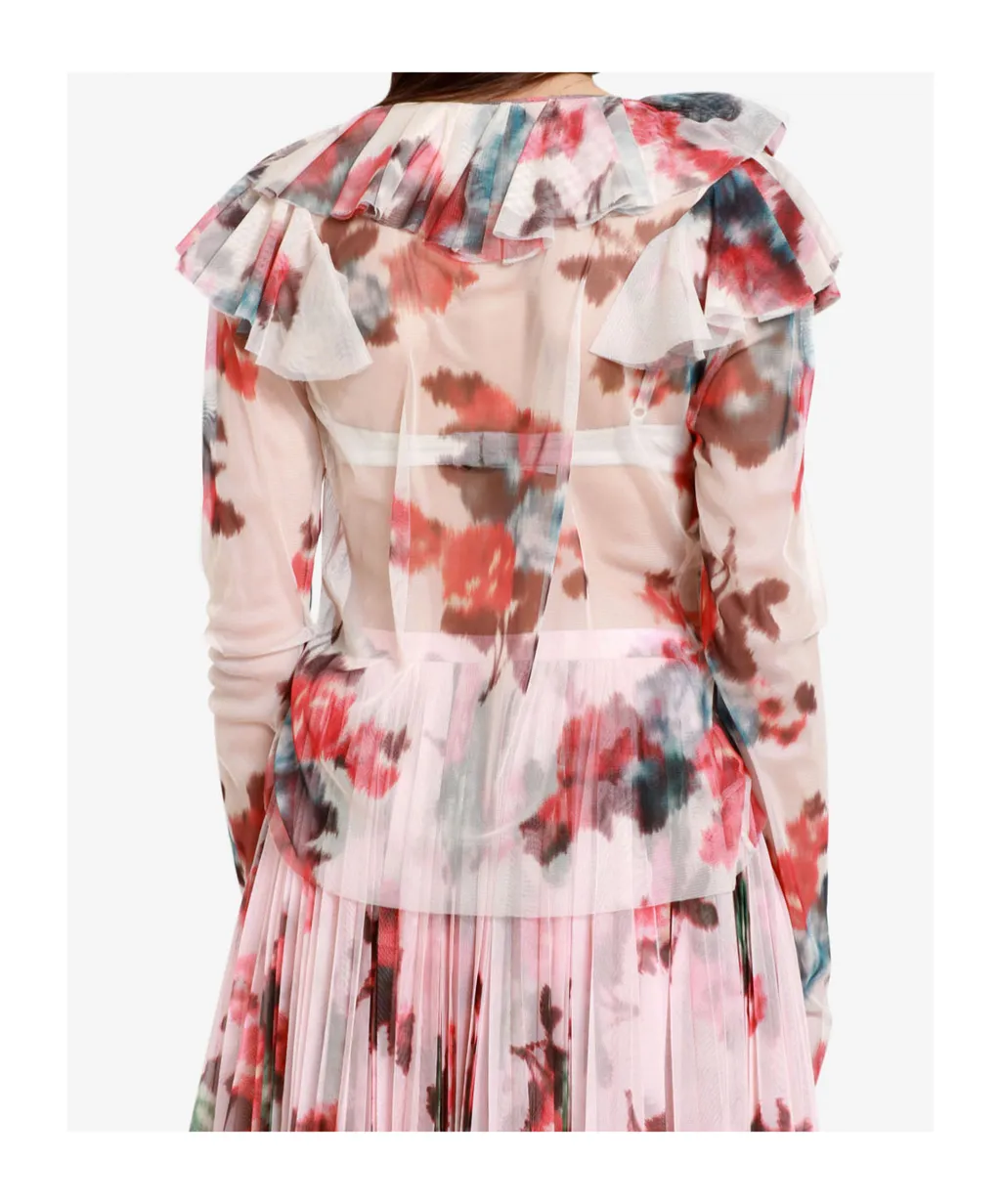 Printed Tulle Blouse