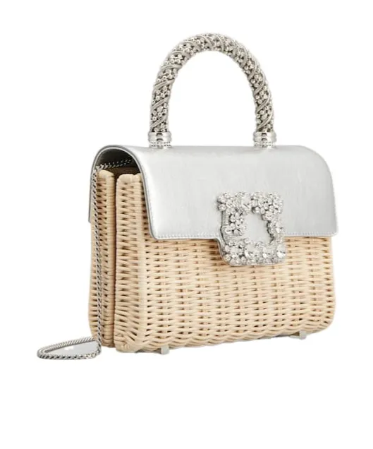 Jewel Efflorescence Mini Bag In Leather And Rattan