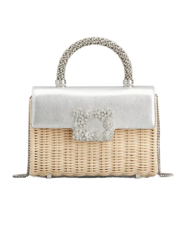 Jewel Efflorescence Mini Bag In Leather And Rattan