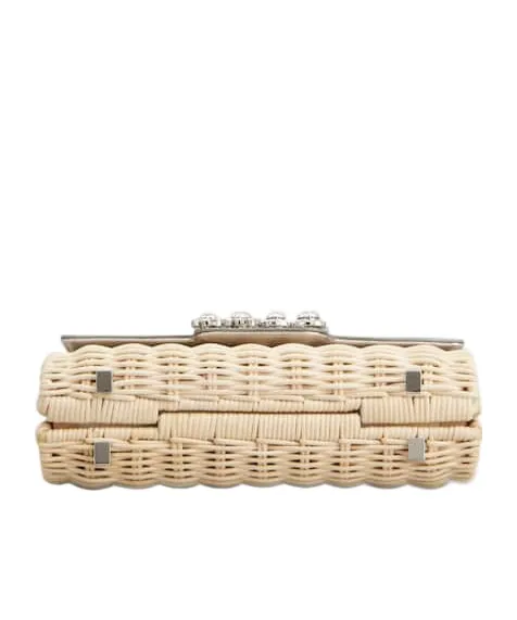 Jewel Efflorescence Mini Bag In Leather And Rattan