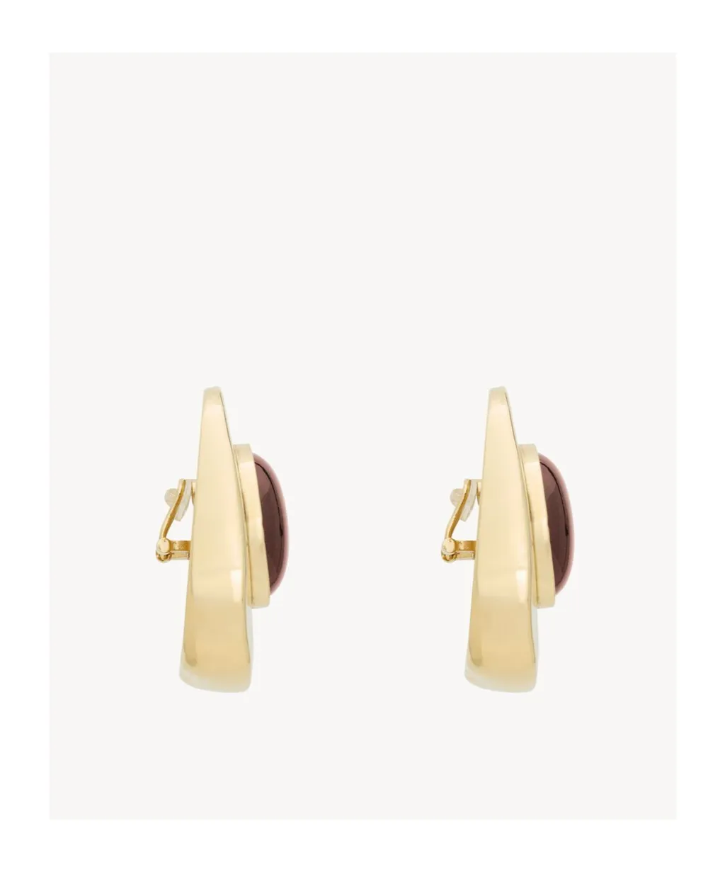 Cabochon Earrings In Resin And Metal