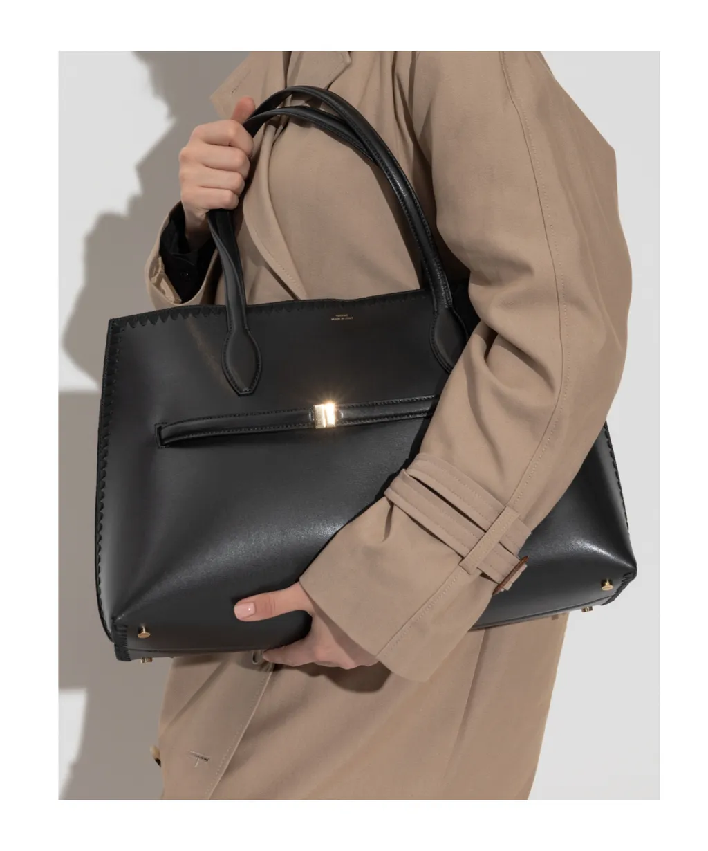 Top-Handle Stitched Tote Bag