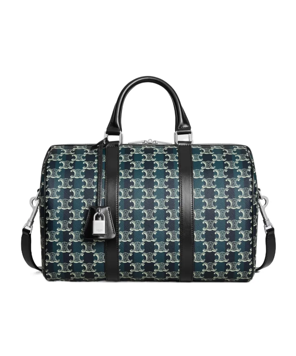 Large Boston In Striped Triomphe Canvas And Calfskin