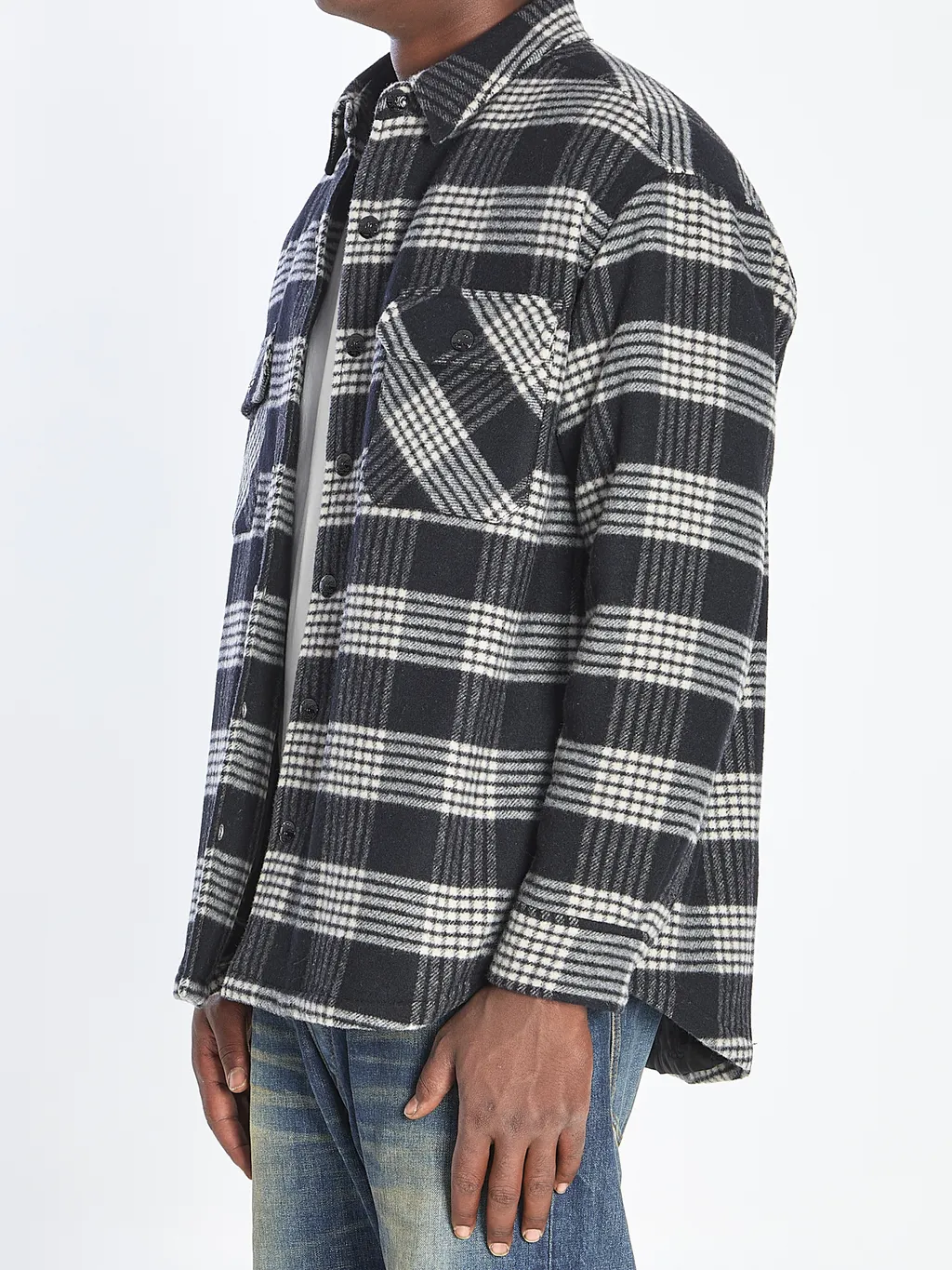 Quilted Overshirt In Checked Wool