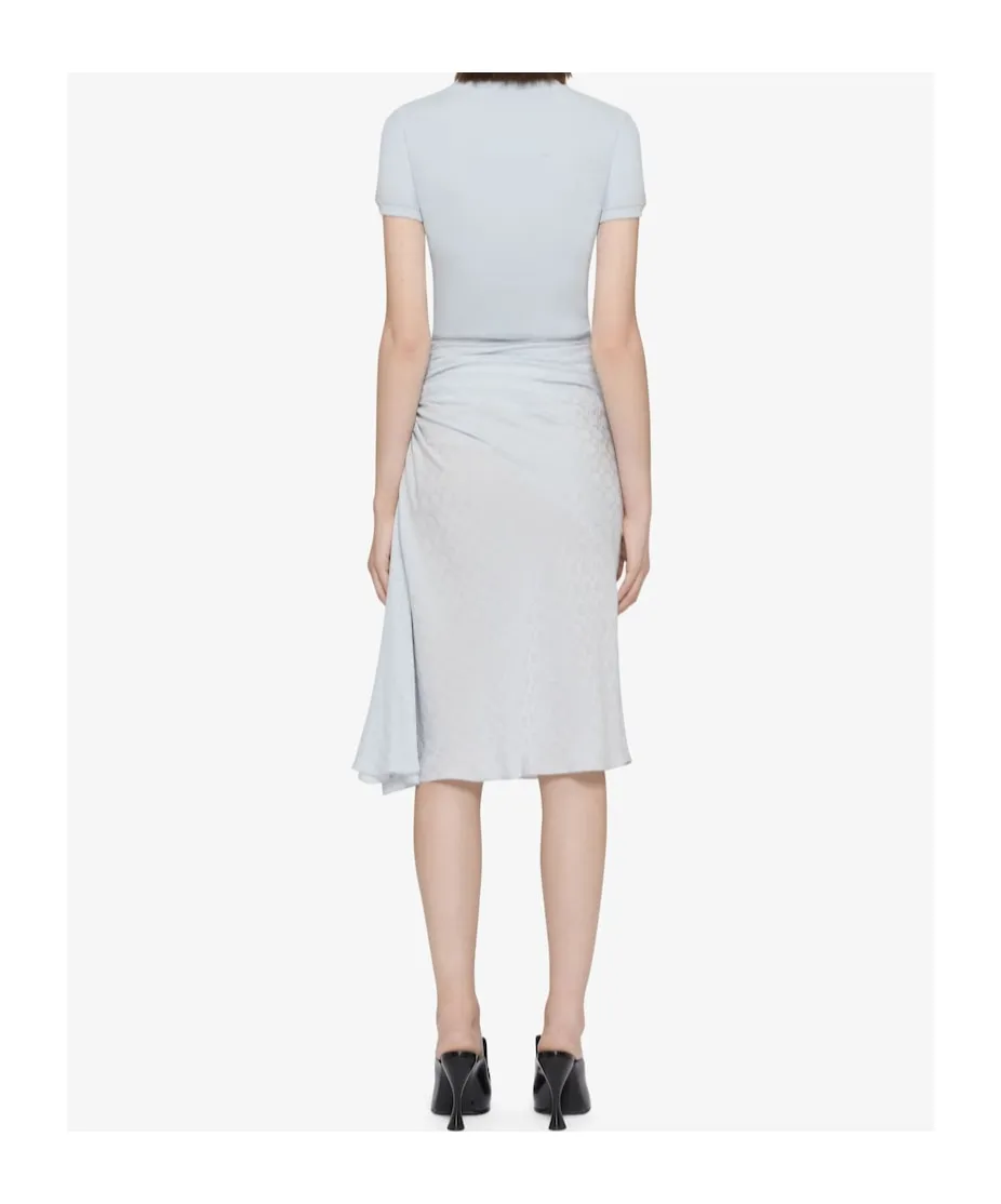 Bi-Material Draped Midi Dress