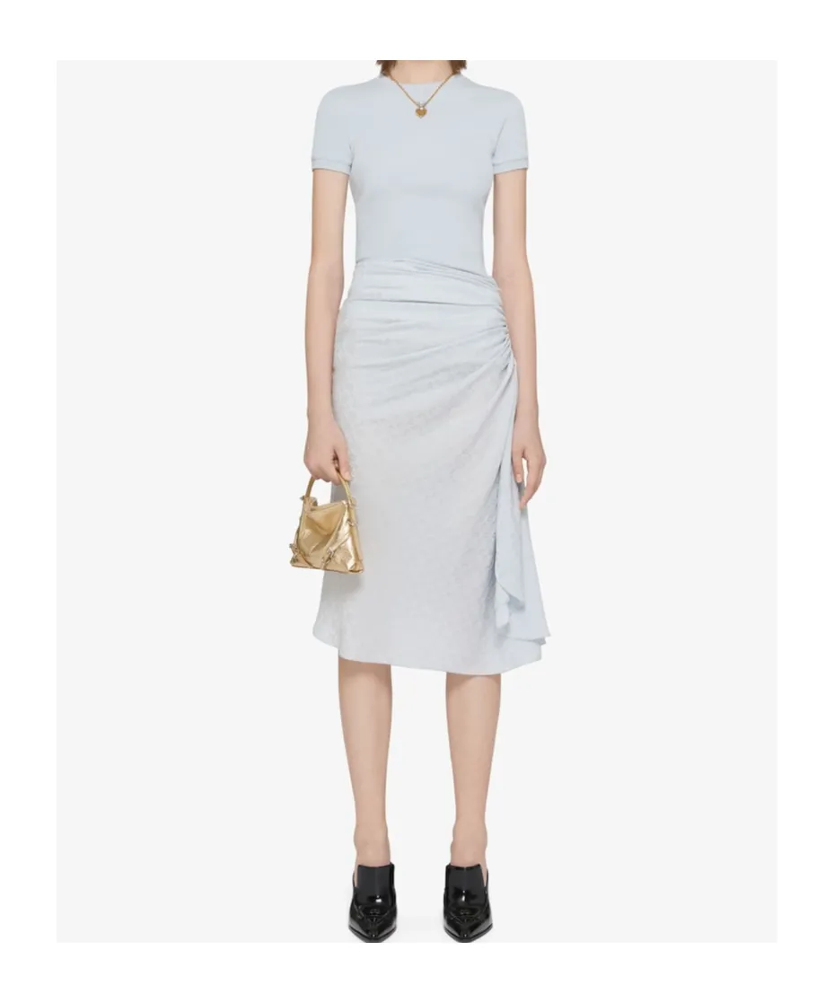 Bi-Material Draped Midi Dress
