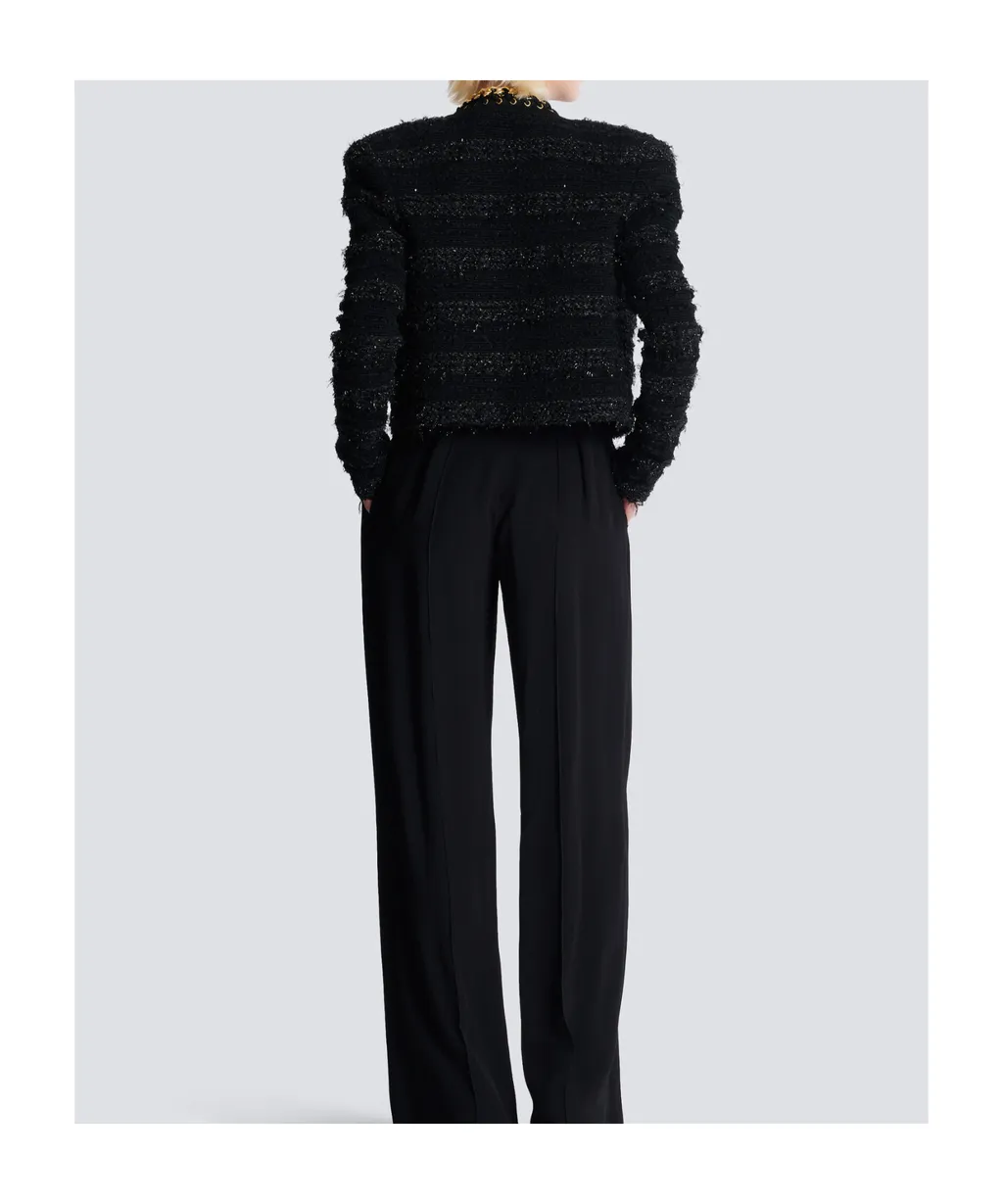 Balmain Chain Detailed Edge-To-Edge Knit Jacket