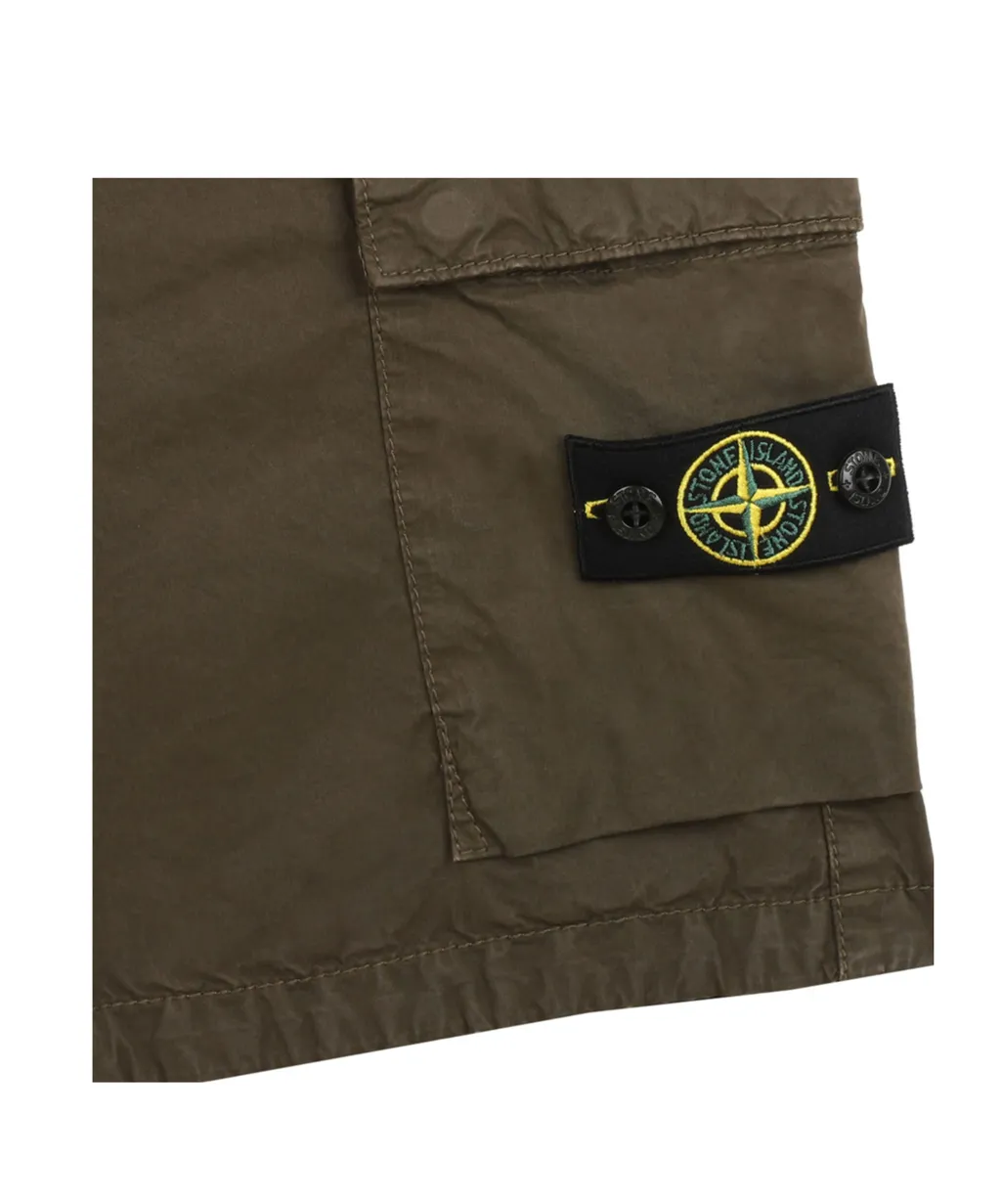 Stone Island Junior Compass-Motif Button Detailed Shorts
