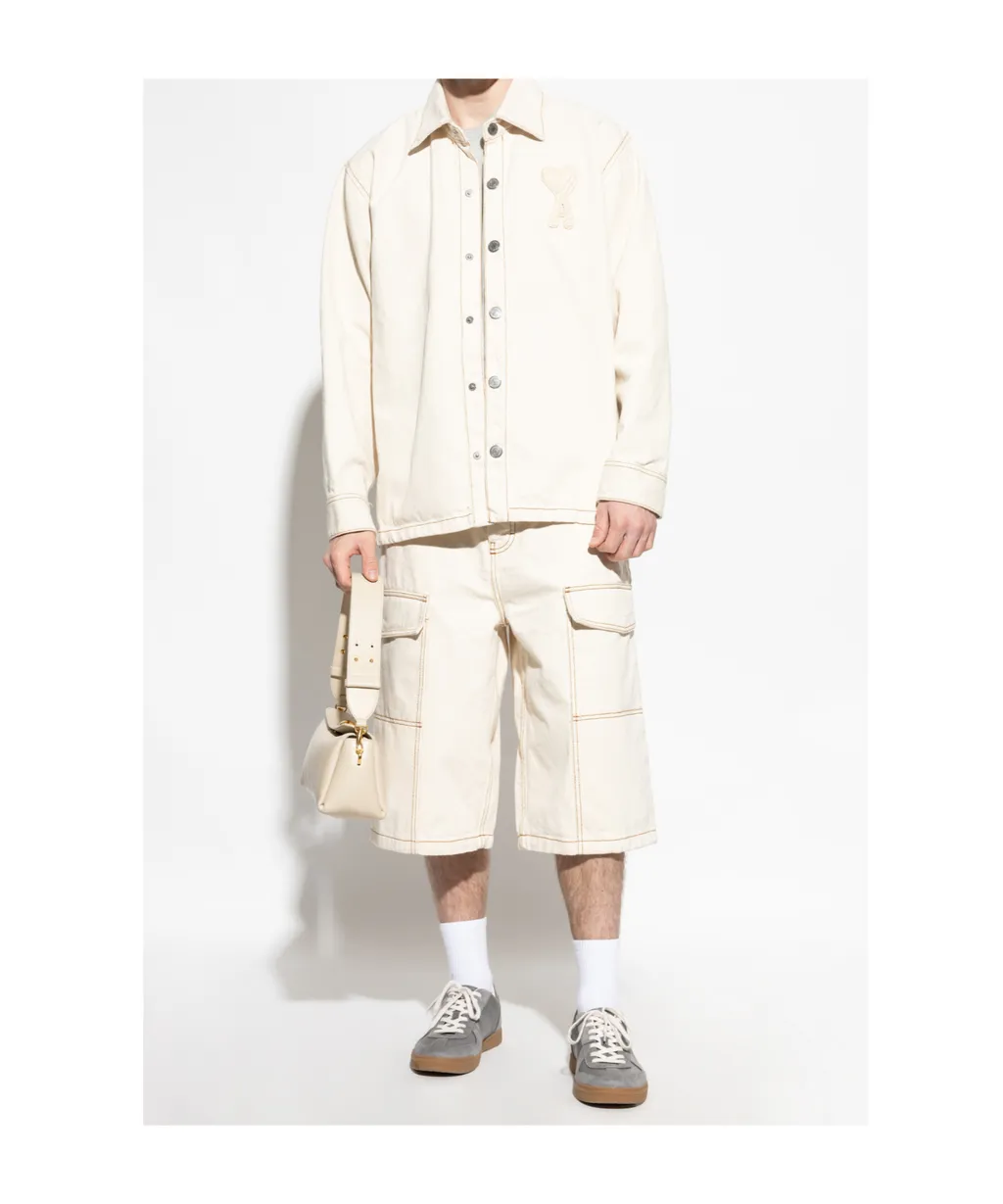 Ami Wide Leg Cargo Bermuda Shorts