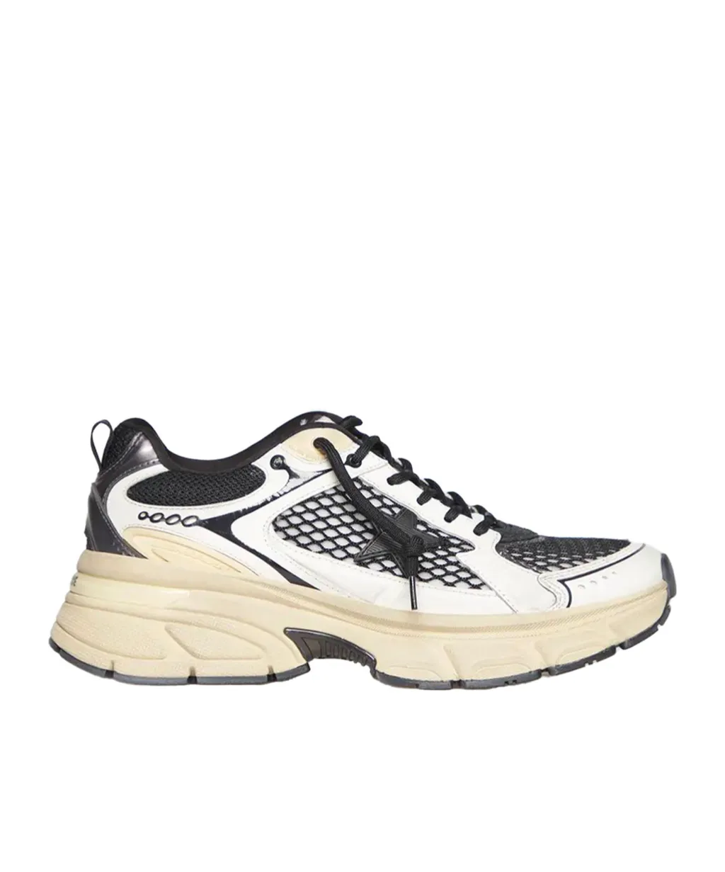 Mesh-Panelled Leather Trainers