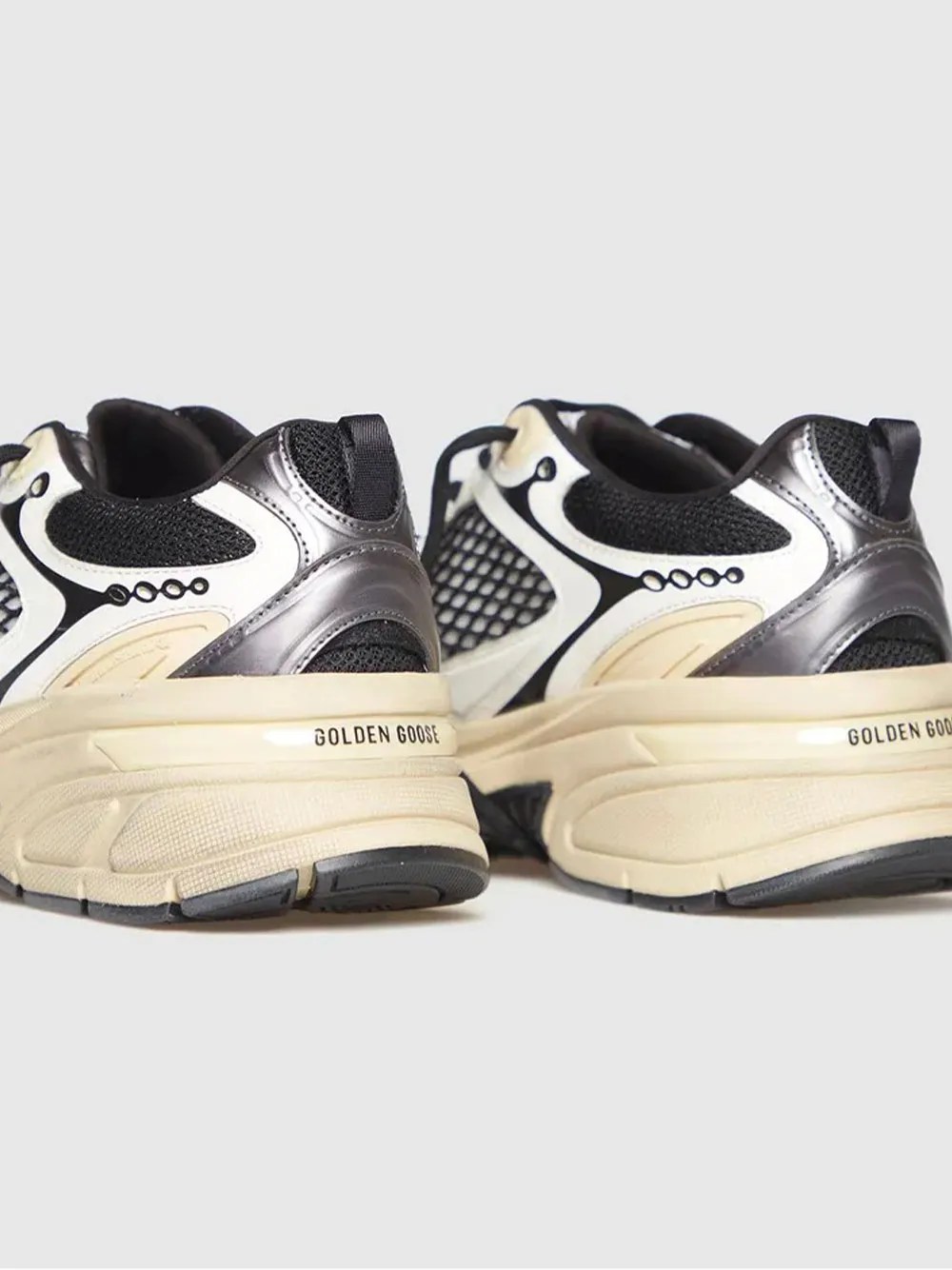 Mesh-Panelled Leather Trainers