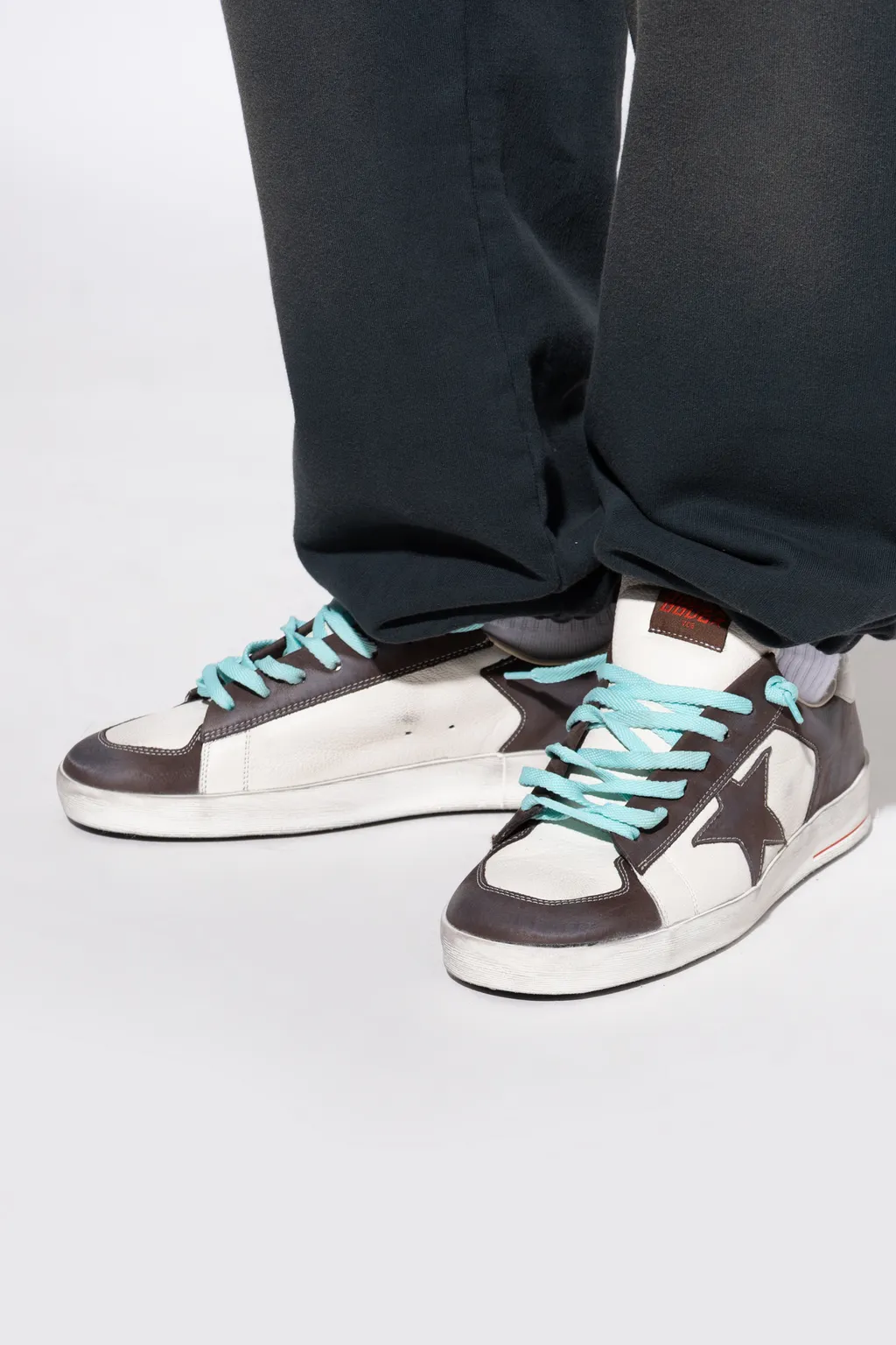 Star-Detail Leather Sneakers