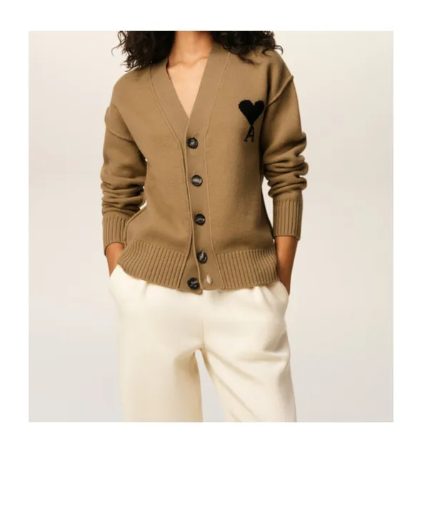 Ami Paris Ami De Coeur V-Neck Cardigan