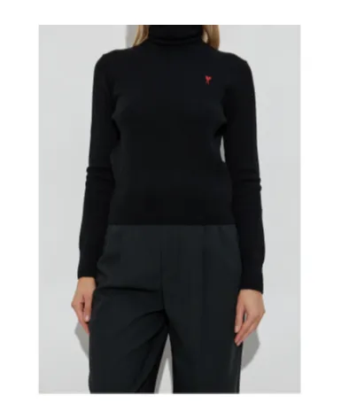 Ami Paris Ami De Coeur Embroidered Turtleneck Jumper