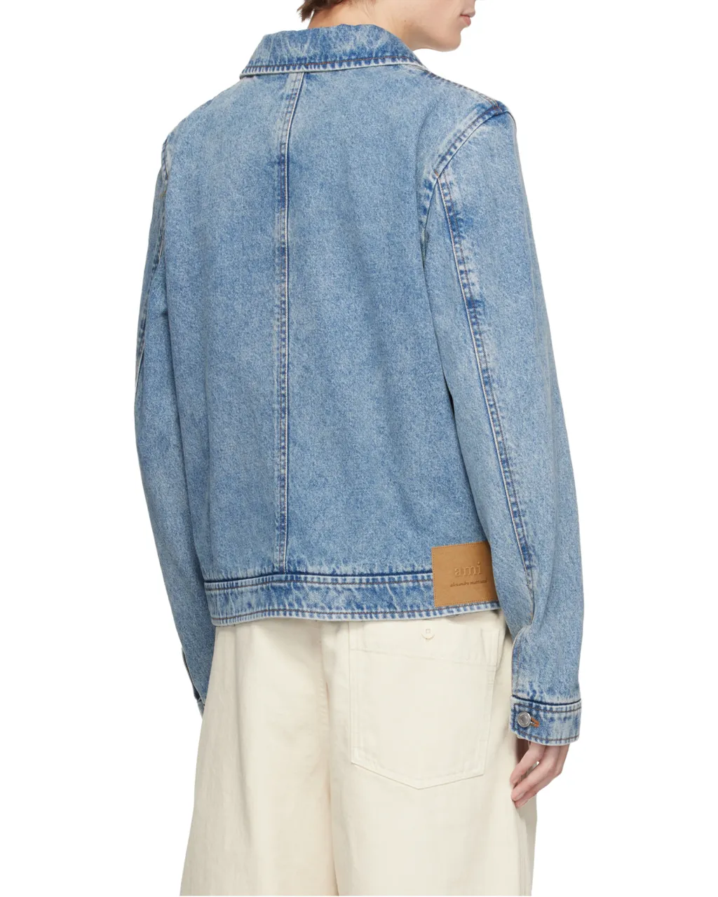 Ami Paris Logo Embroidered Zipped Denim Jacket