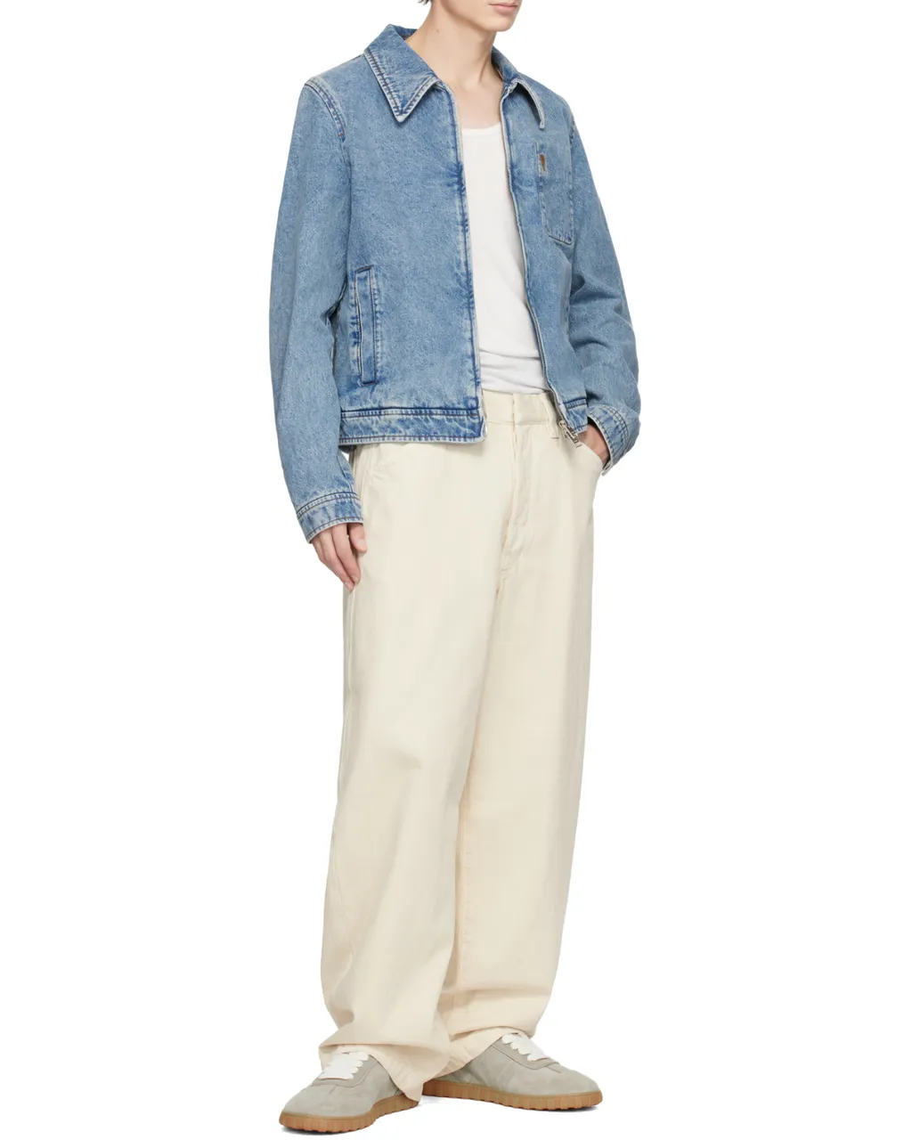 Ami Paris Logo Embroidered Zipped Denim Jacket