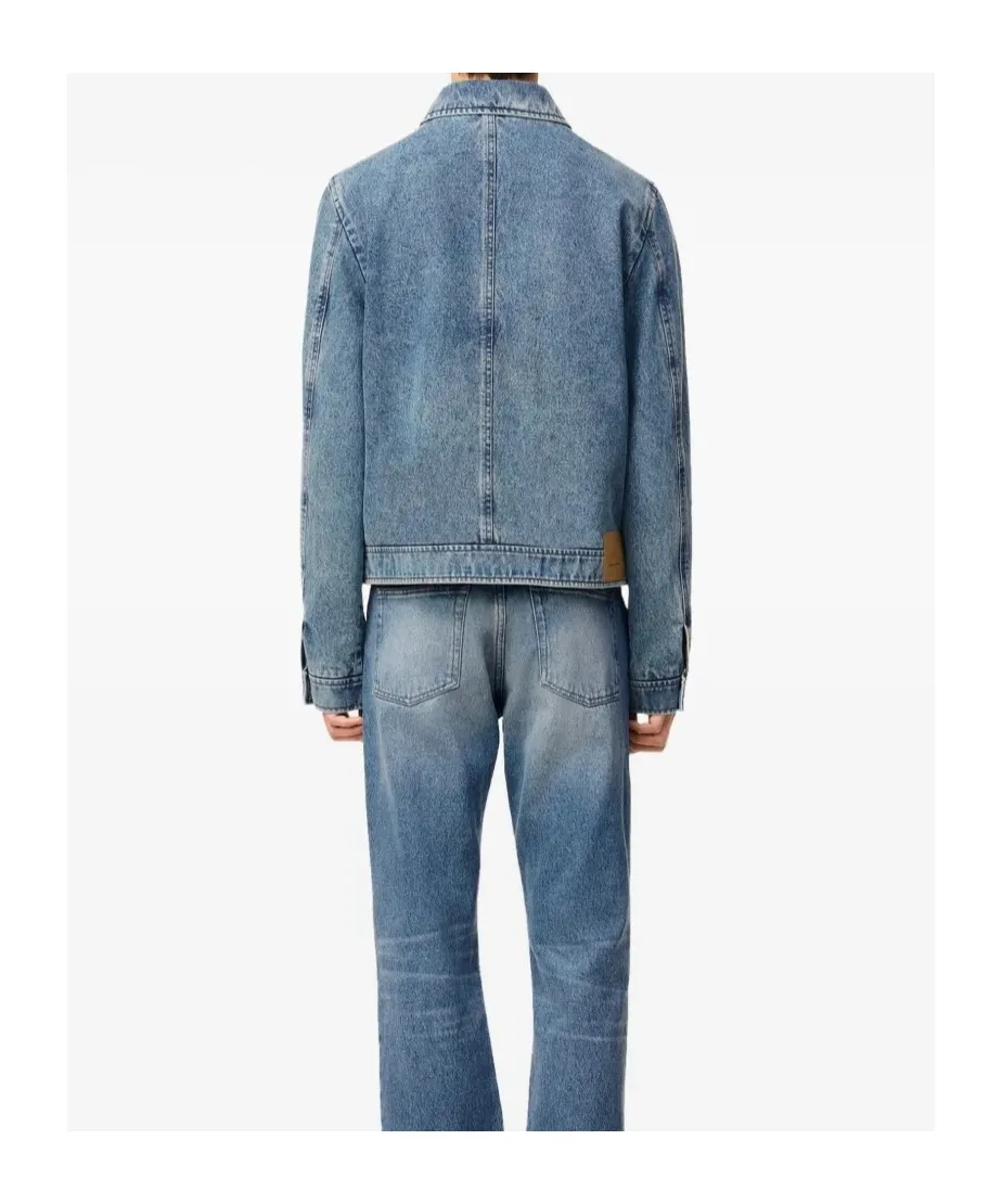 Ami Paris Logo Embroidered Zipped Denim Jacket