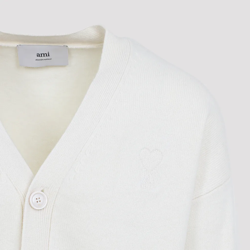 Ami Paris Logo Detailed V-Neck Cardigan