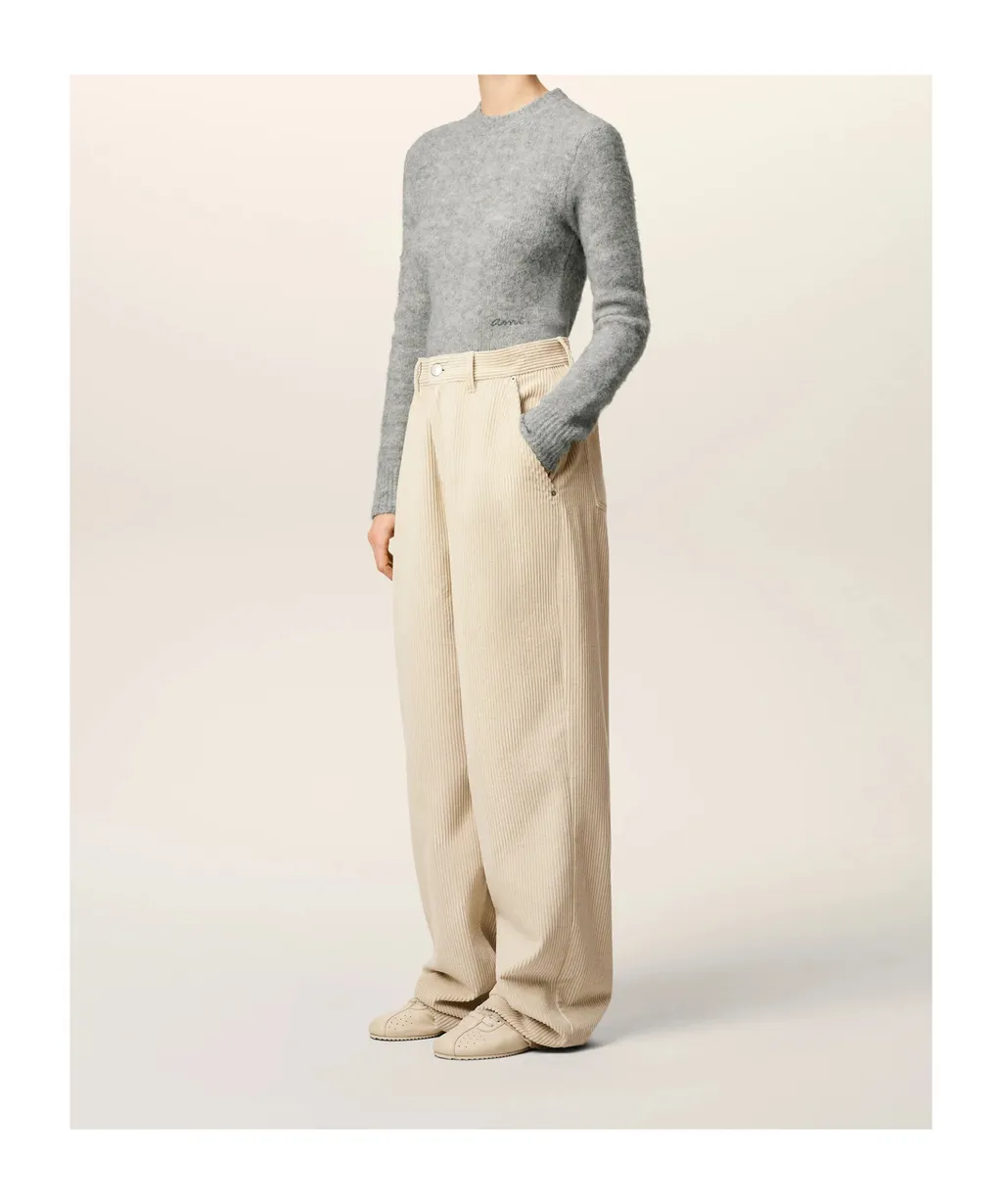 Ami Paris Logo Patch Corduroy Trousers
