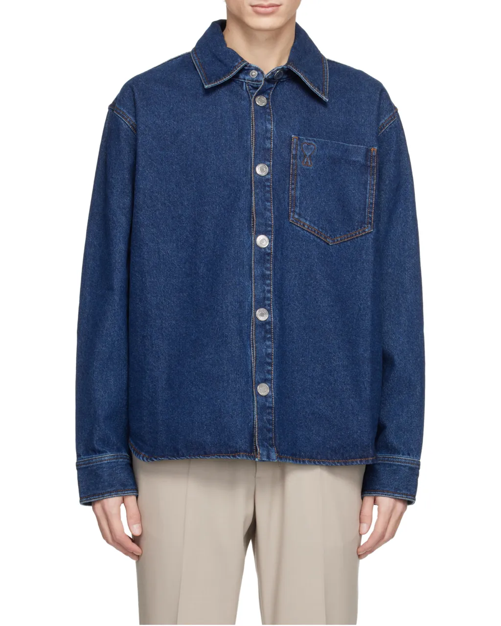 Ami Paris Ami De Coeur Denim Overshirt