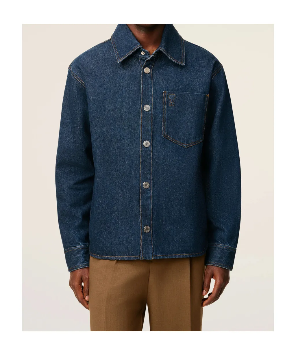 Ami Paris Ami De Coeur Denim Overshirt