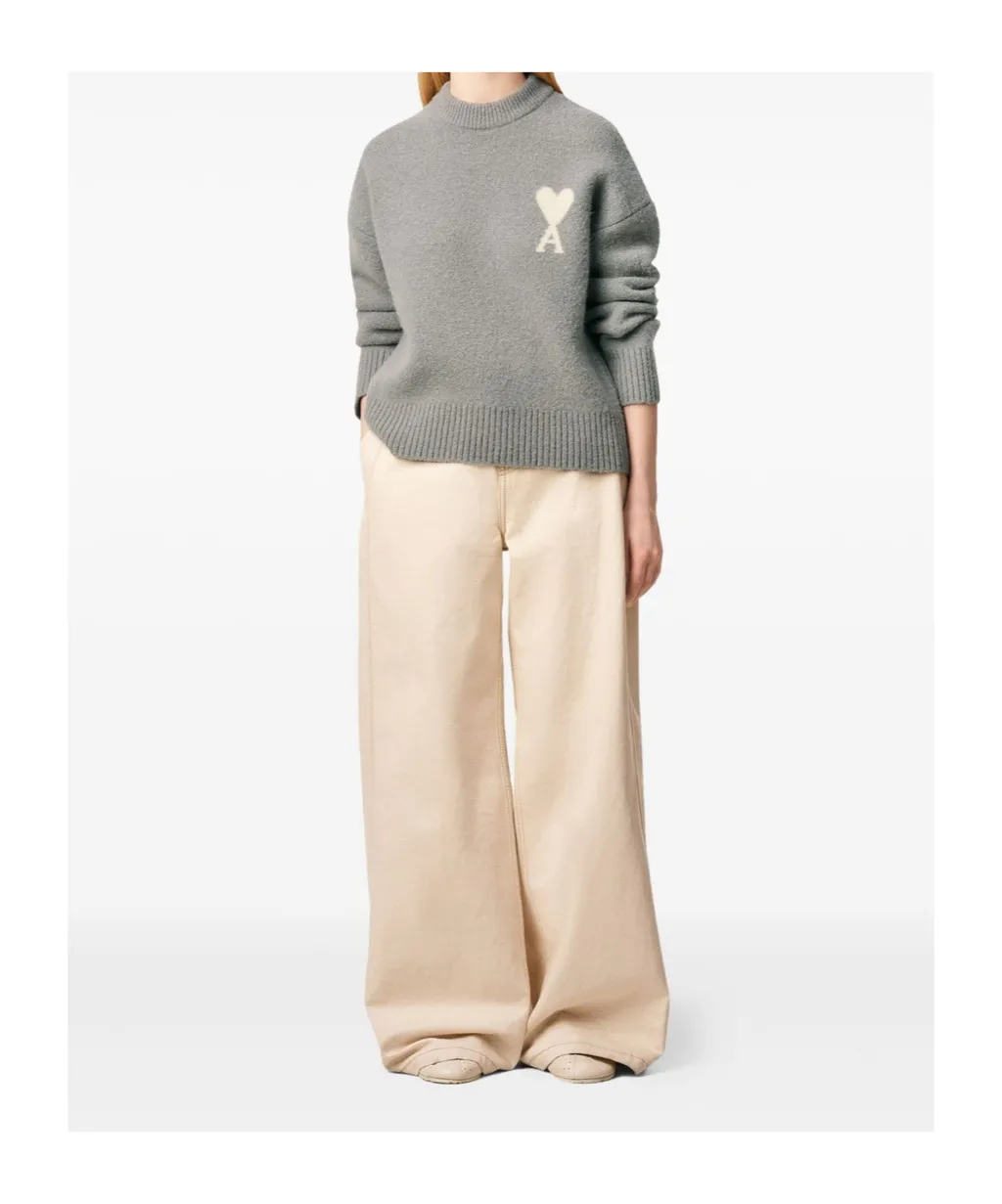 Ami Paris Logo Detailed Crewneck Jumper