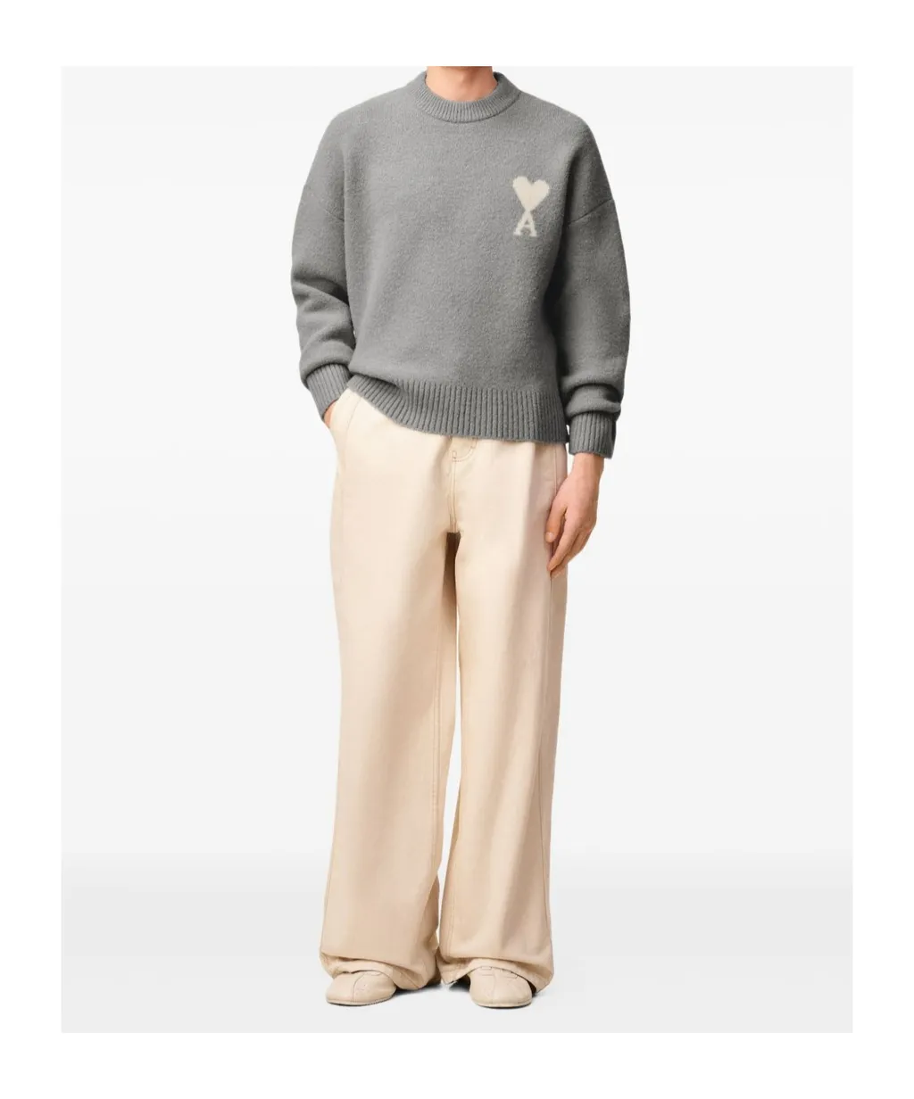 Ami Paris Logo Detailed Crewneck Jumper