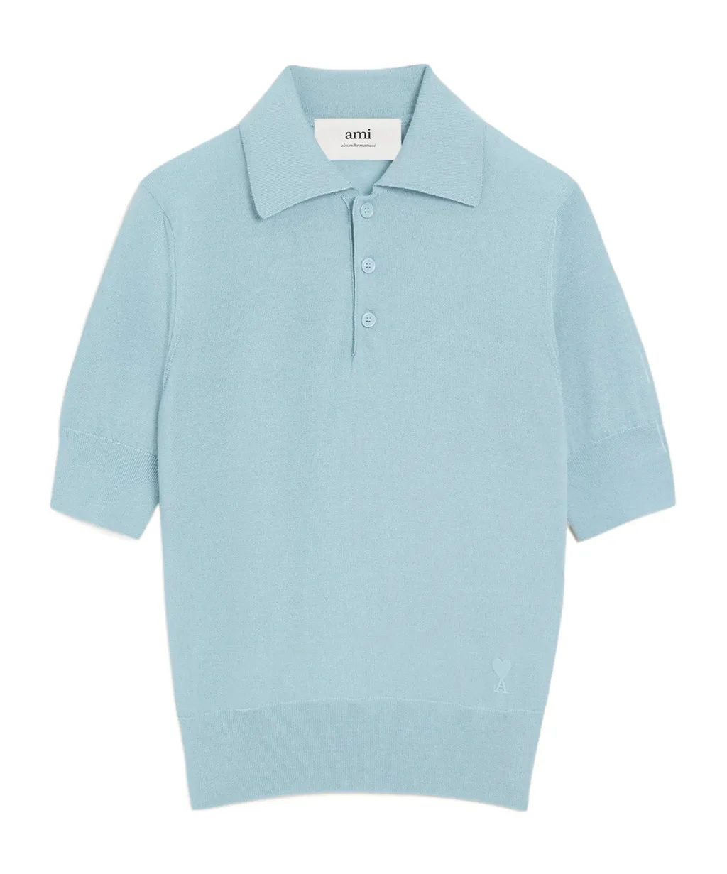 Three-Quarter Sleeve Wool Polo Shirt