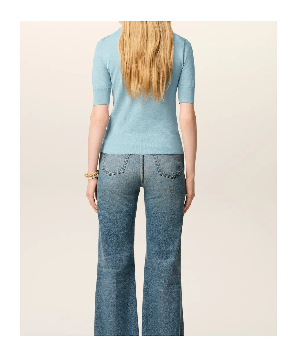 Three-Quarter Sleeve Wool Polo Shirt