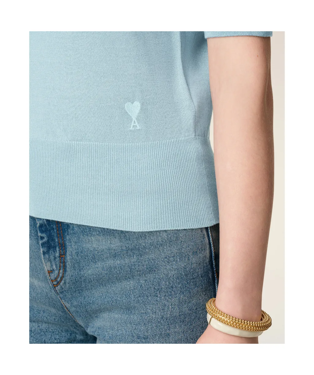 Three-Quarter Sleeve Wool Polo Shirt