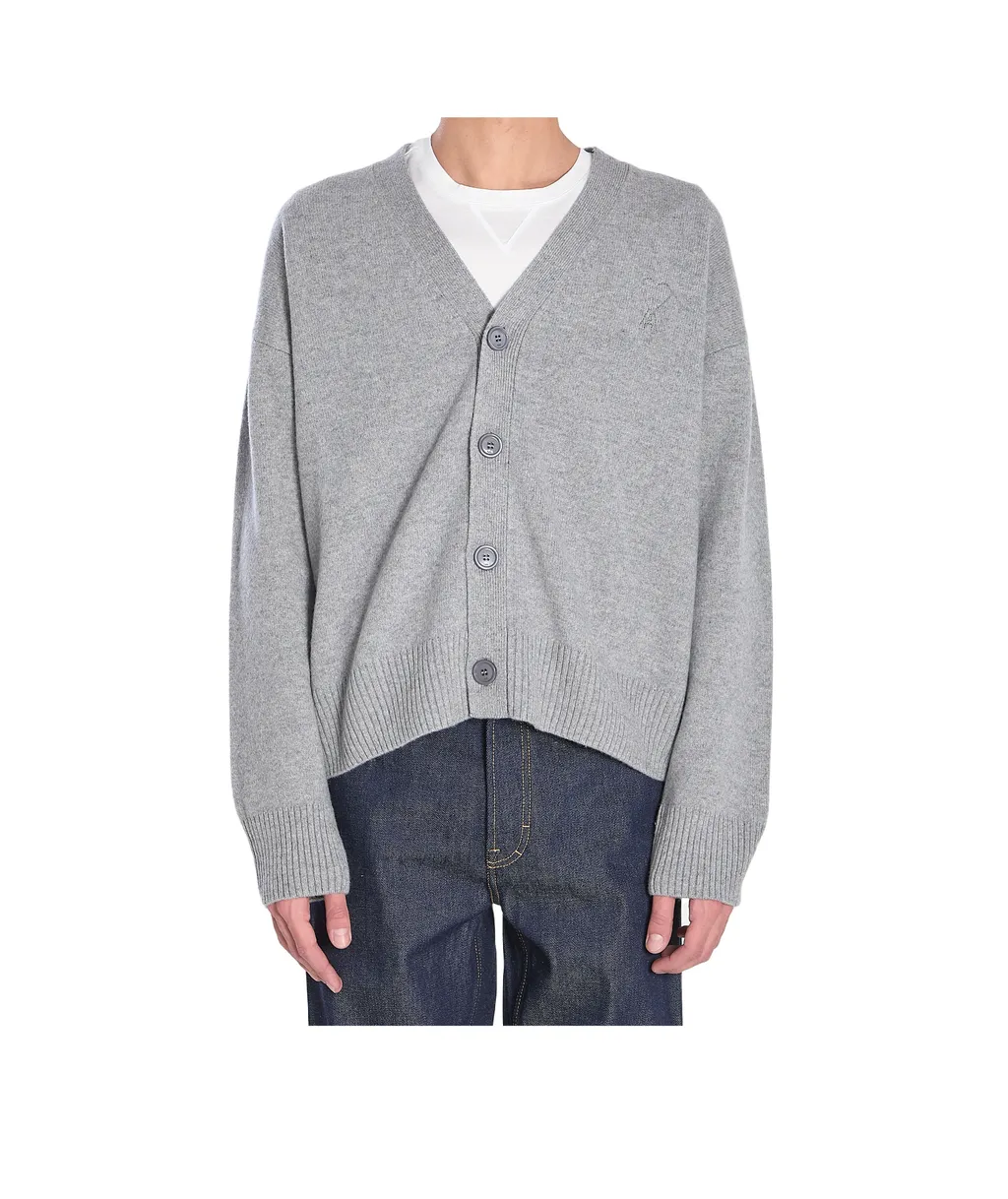 Ami Paris Ami De Coeur V-Neck Buttoned Cardigan