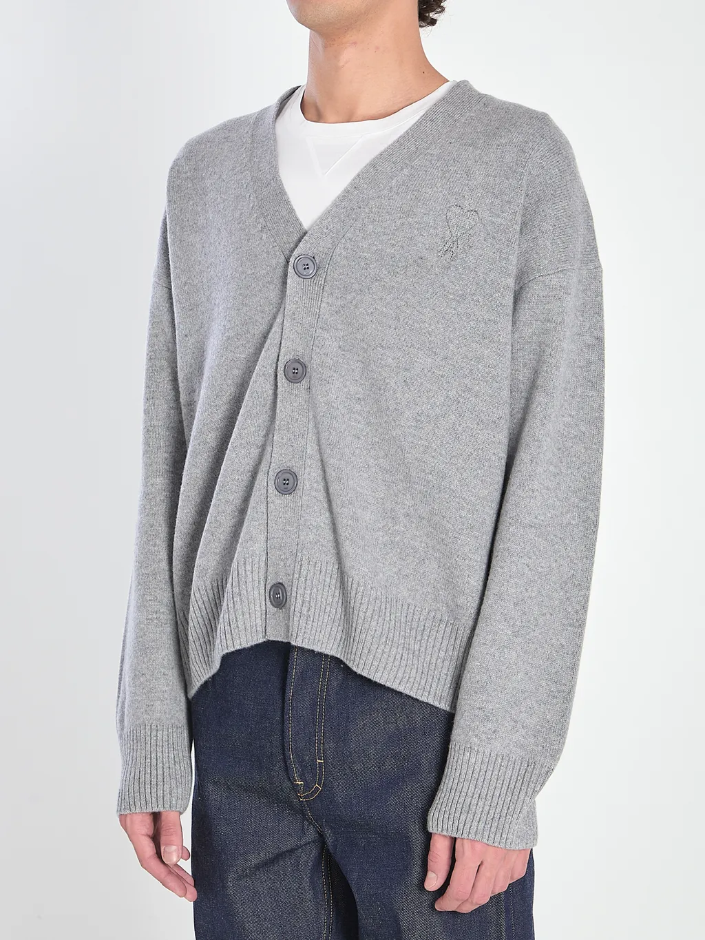 Ami Paris Ami De Coeur V-Neck Buttoned Cardigan