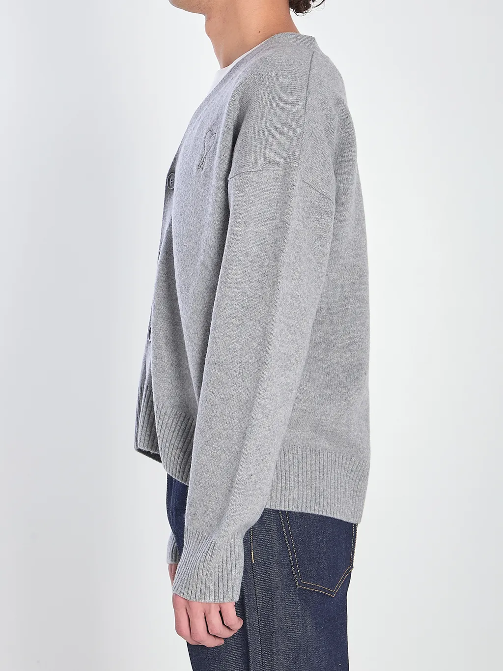 Ami Paris Ami De Coeur V-Neck Buttoned Cardigan