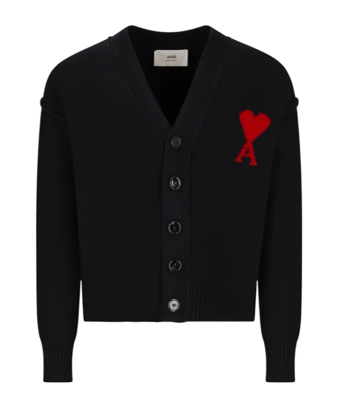 Ami Paris Ami De Coeur V-Neck Cardigan
