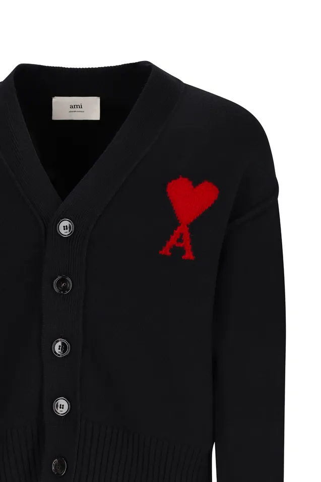 Ami Paris Ami De Coeur V-Neck Cardigan