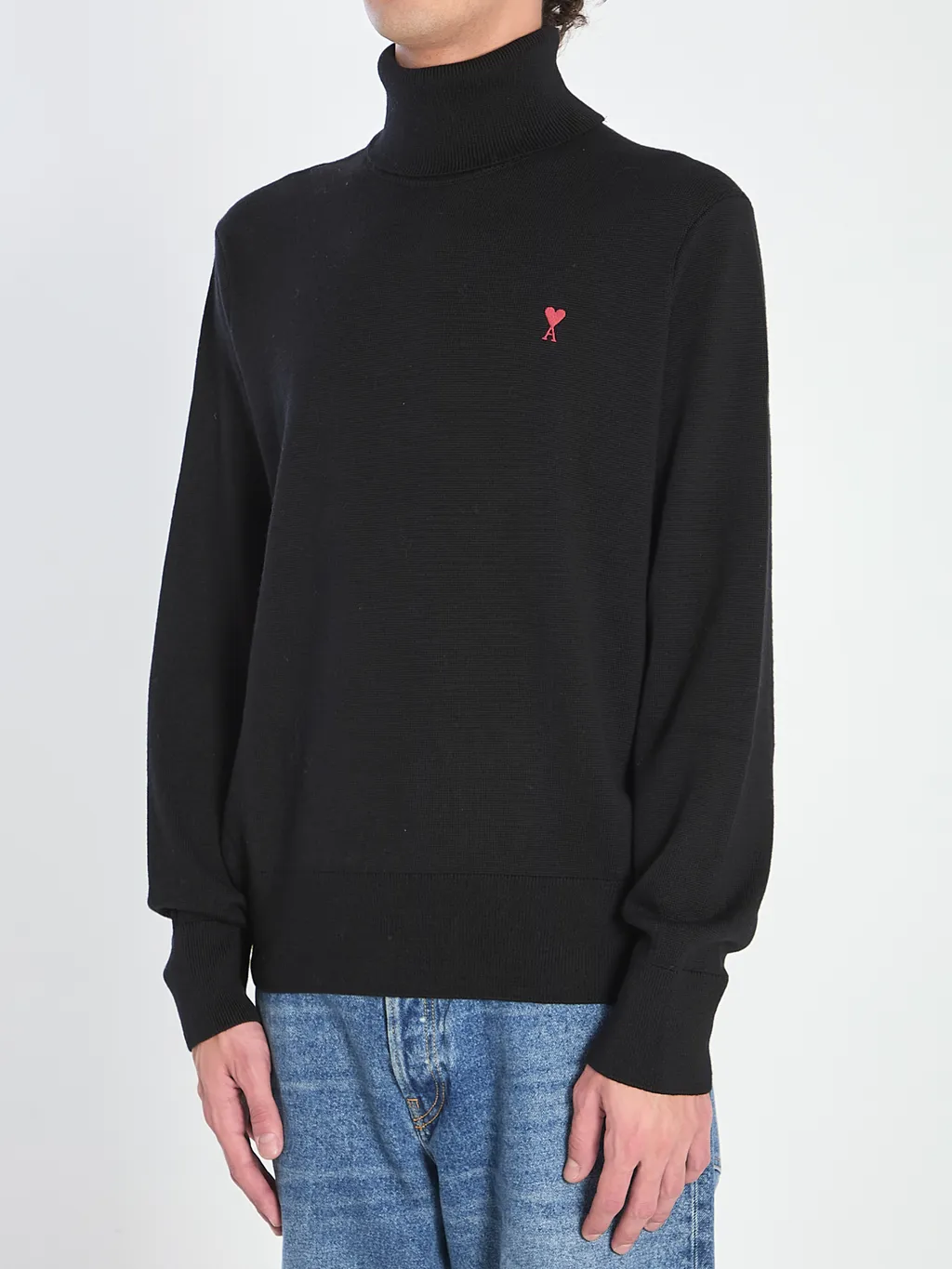 Ami Paris Ami De Coeur Turtleneck Logo Embroidered Jumper
