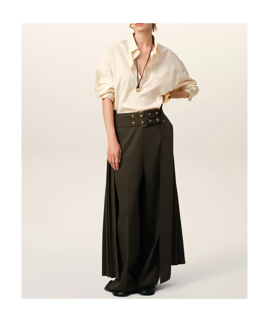 Ami Paris Pleated Midi Skirt