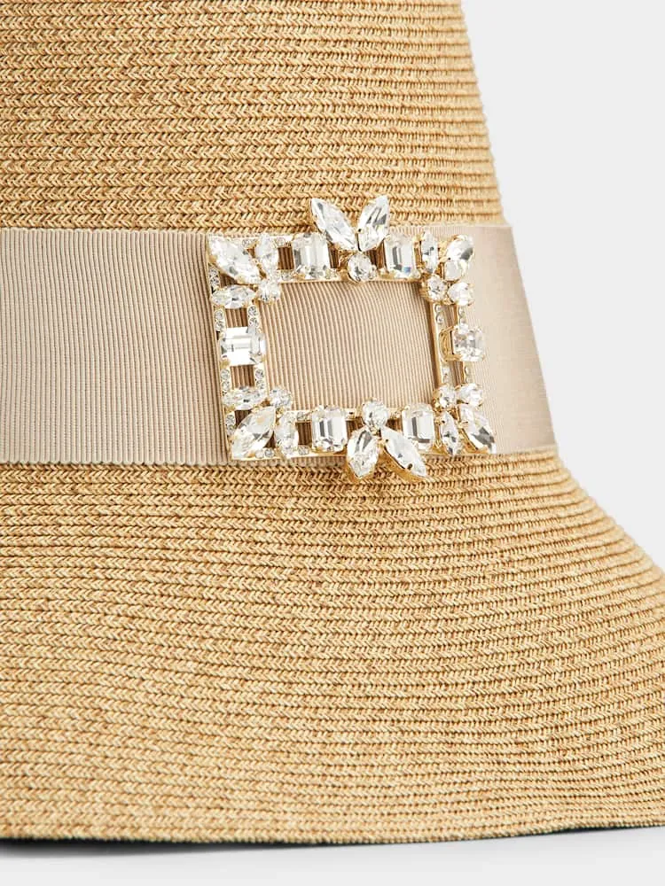 Roger Vivier Crystal Buckle Straw Hat