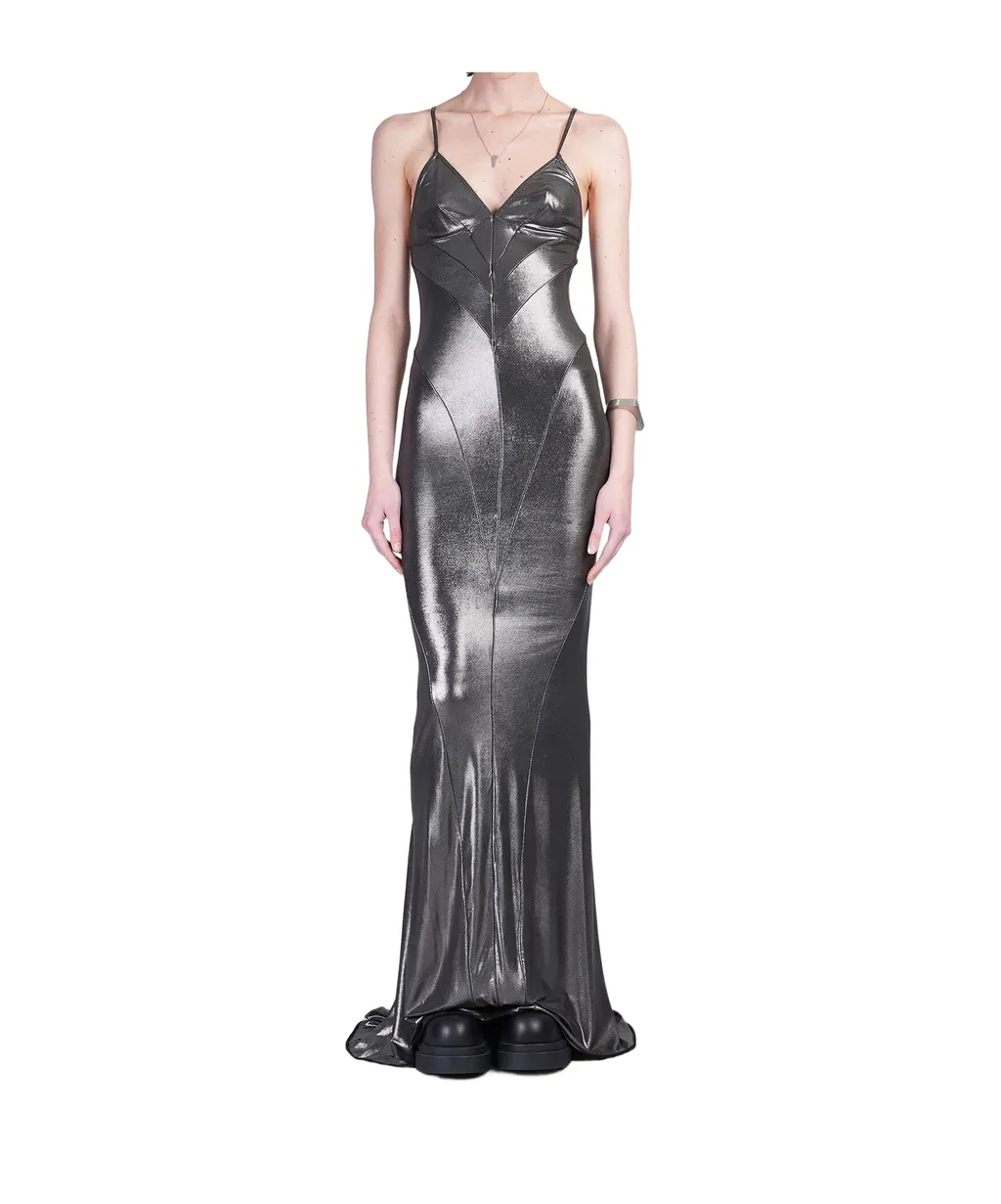 Lamé-Effect Maxi Dress