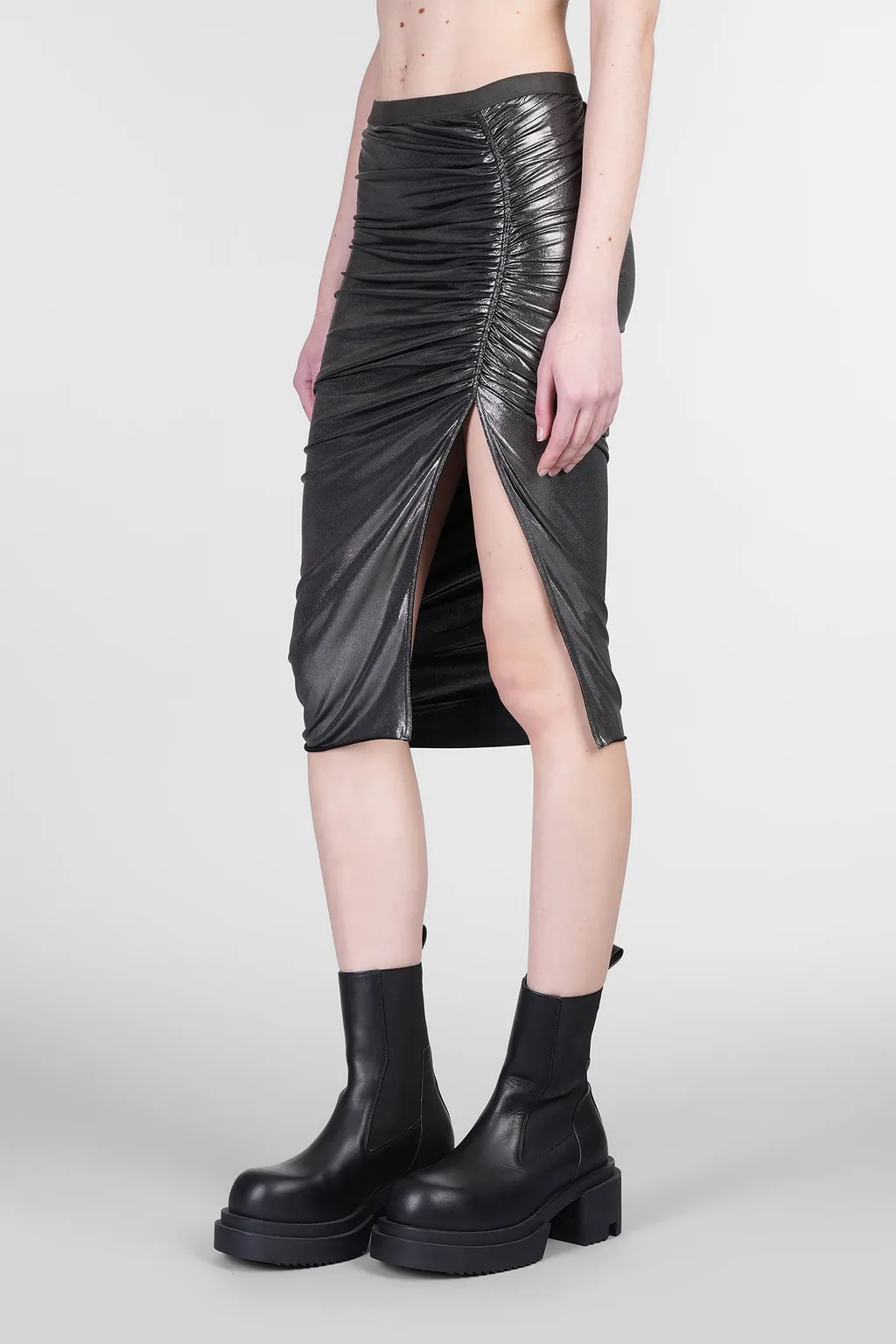 Rick Owens Lilies Slit Detailed Ruched Skirt