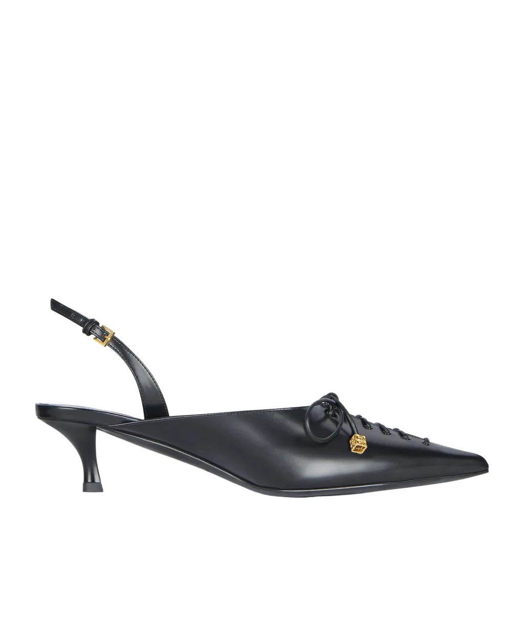 Lace-Up Slingbacks In Leather