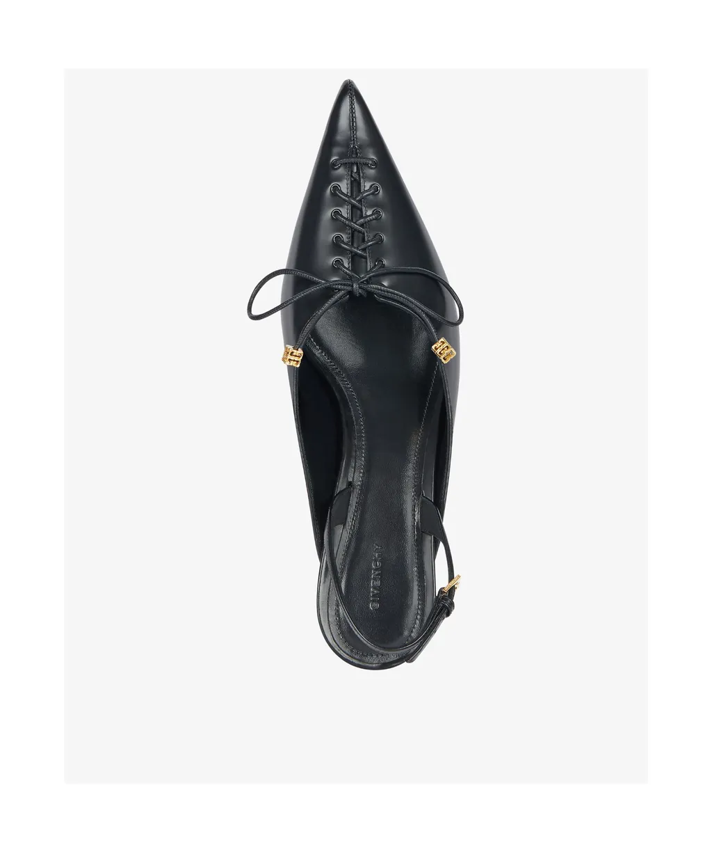 Lace-Up Slingbacks In Leather
