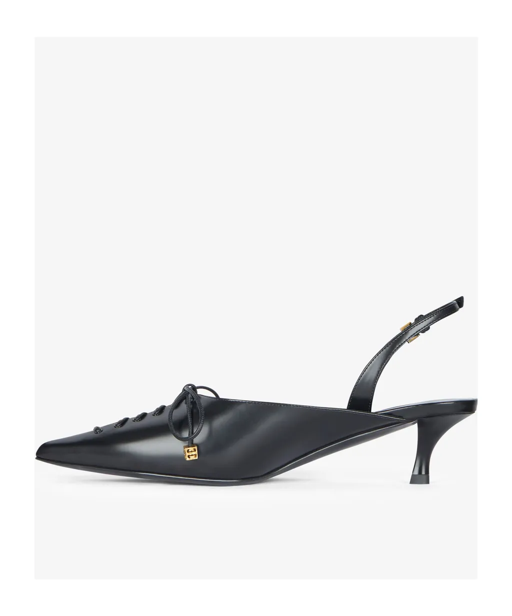Lace-Up Slingbacks In Leather