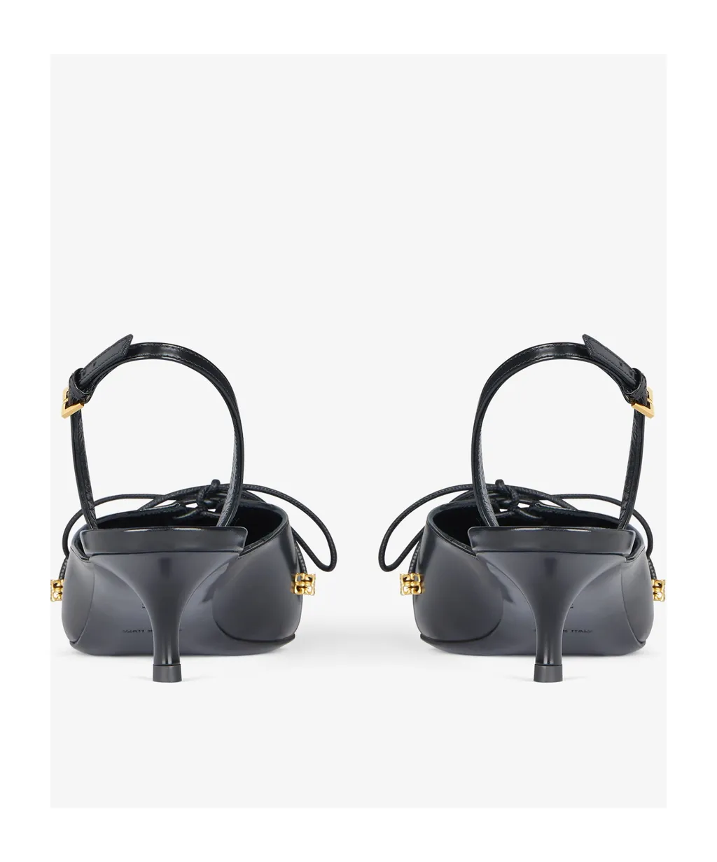 Lace-Up Slingbacks In Leather