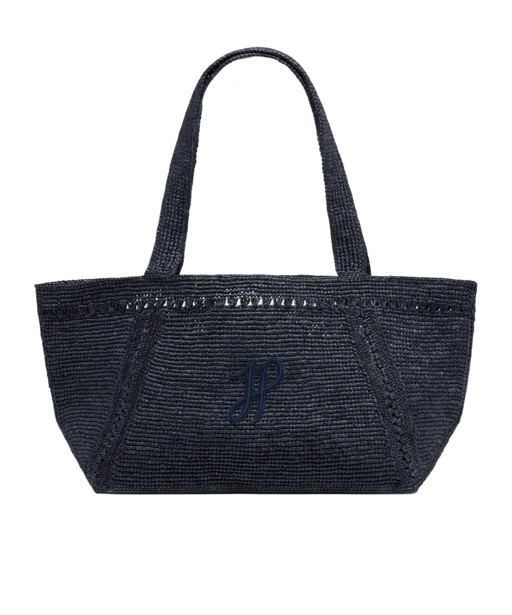 Patou Logo Patch Woven Shoulder Bag