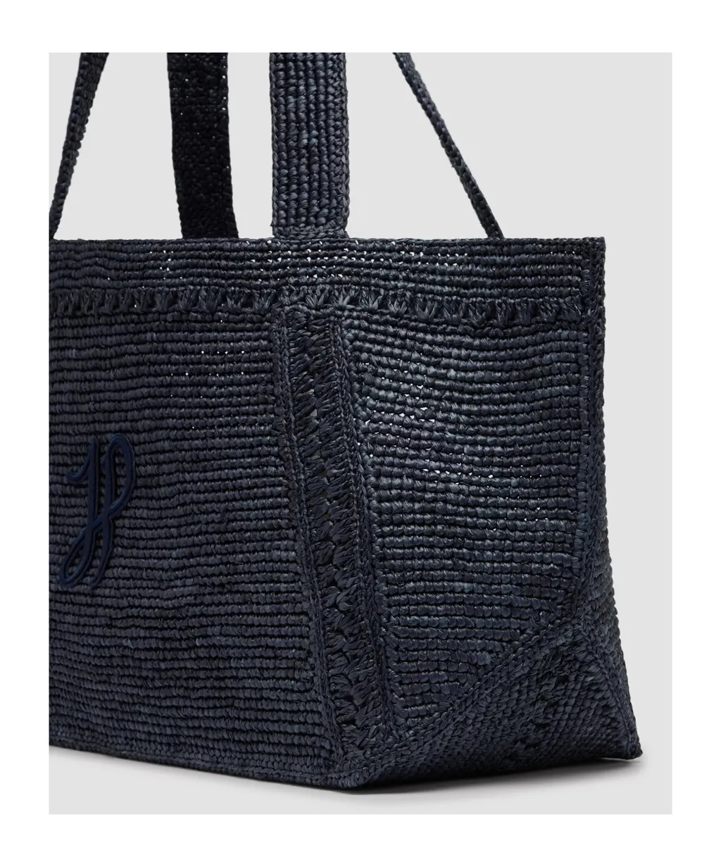 Patou Logo Patch Woven Shoulder Bag