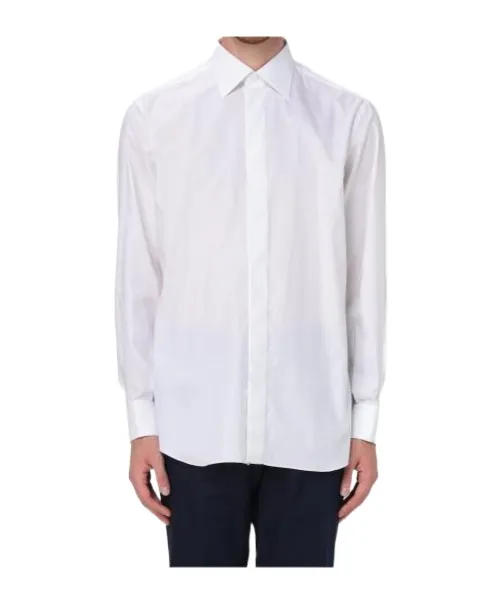 Pointed-Collar Twill Shirt