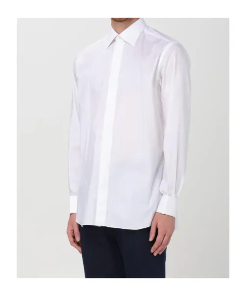Pointed-Collar Twill Shirt