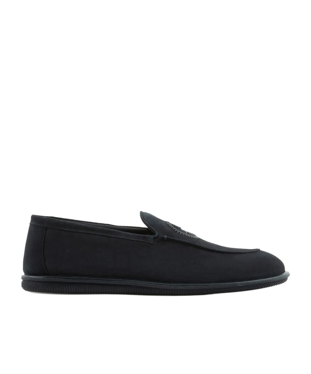 Giorgio Armani Logo Embroidered Slip-On Loafers